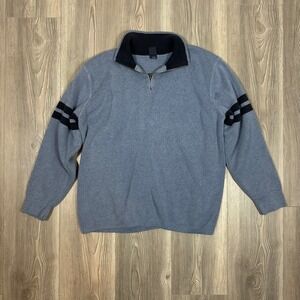 Vintage Gap Blue Half Zip Sweater - SIZE L 100% Cotton Stripes Monochrome